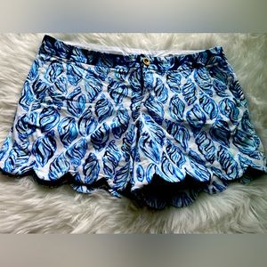 Lilly Pulitzer The Buttercup Shorts Blue Sea Shells Scalloped size 8